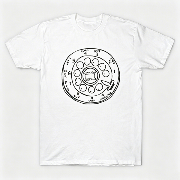 Vintage Rotary Phone Dial Pattern T-Shirt--VINT007