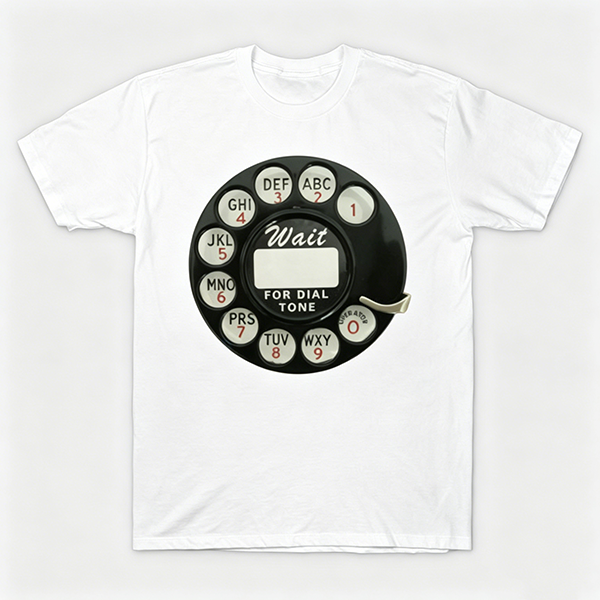 Vintage Rotary Phone Dial Pattern T-Shirt--VINT017