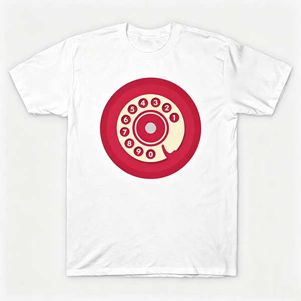 Vintage Rotary Phone Dial Pattern T-Shirt--VINT032