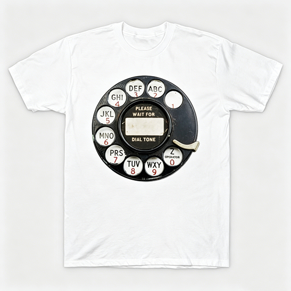 Vintage Rotary Phone Dial Pattern T-Shirt--VINT029