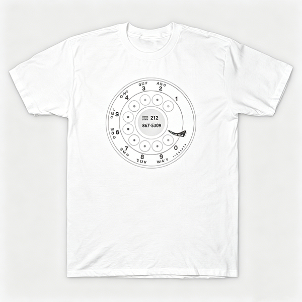 Vintage Rotary Phone Dial Pattern T-Shirt--VINT008