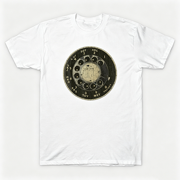 Vintage Rotary Phone Dial Pattern T-Shirt--VINT028
