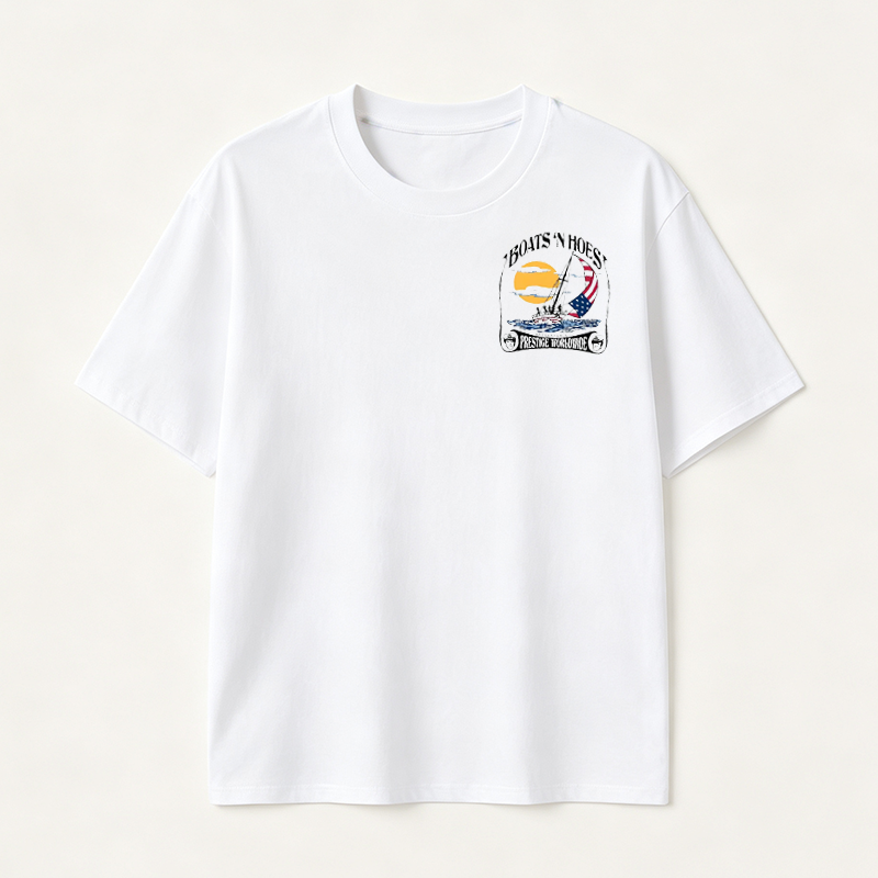 Boats N Hoes Vintage Sailing T-Shirt, Nautical American Coastal Graphic Tee