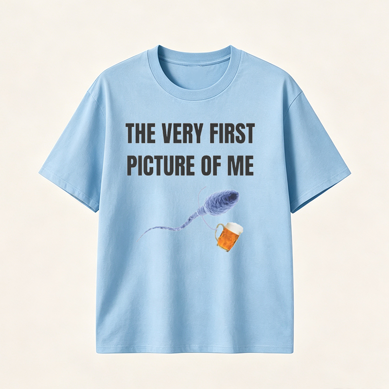 Funny Beer Lover T Shirt for Men Featuring A Hilarious First Picture Joke and Unique Meme Style Design