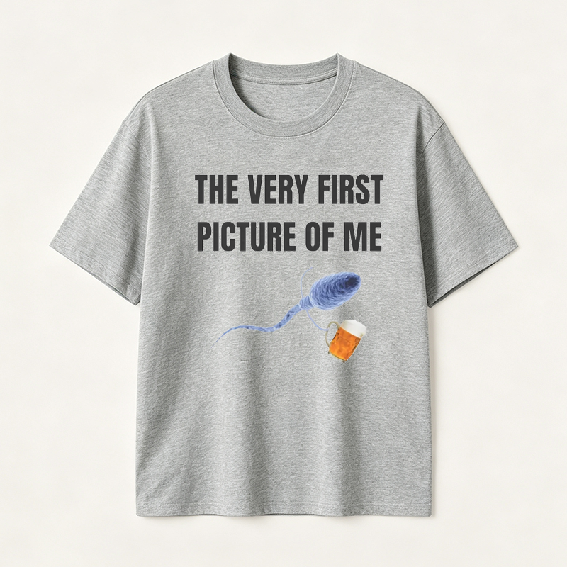 Funny Beer Lover T Shirt for Men Featuring A Hilarious First Picture Joke and Unique Meme Style Design