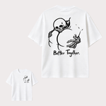 Dark Gothic Couple T Shirt Featuring Skeleton Love Design and “Better Together” Romantic Alternative Style