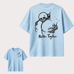 Dark Gothic Couple T Shirt Featuring Skeleton Love Design and “Better Together” Romantic Alternative Style