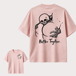 Dark Gothic Couple T Shirt Featuring Skeleton Love Design and “Better Together” Romantic Alternative Style
