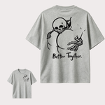 Dark Gothic Couple T Shirt Featuring Skeleton Love Design and “Better Together” Romantic Alternative Style