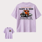 Hawk & Son Hauling Co. Vintage Truck Driver T-Shirt, Classic Heavy Haulage Graphic Tee