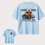 Hawk & Son Hauling Co. Vintage Truck Driver T-Shirt, Classic Heavy Haulage Graphic Tee