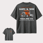 Hawk & Son Hauling Co. Vintage Truck Driver T-Shirt, Classic Heavy Haulage Graphic Tee