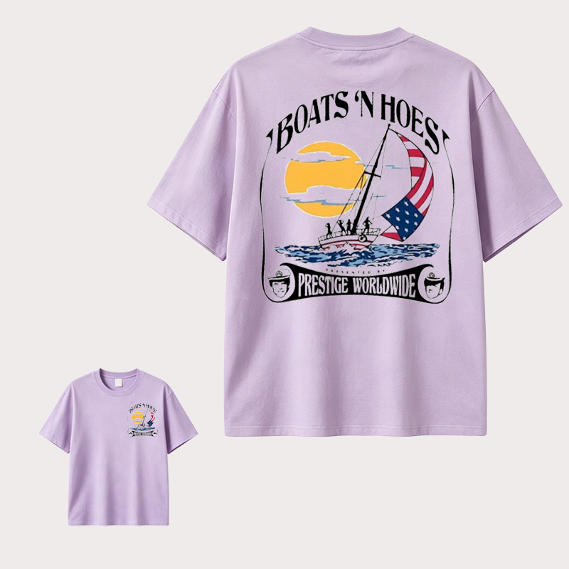 Boats N Hoes Vintage Sailing T-Shirt, Nautical American Coastal Graphic Tee