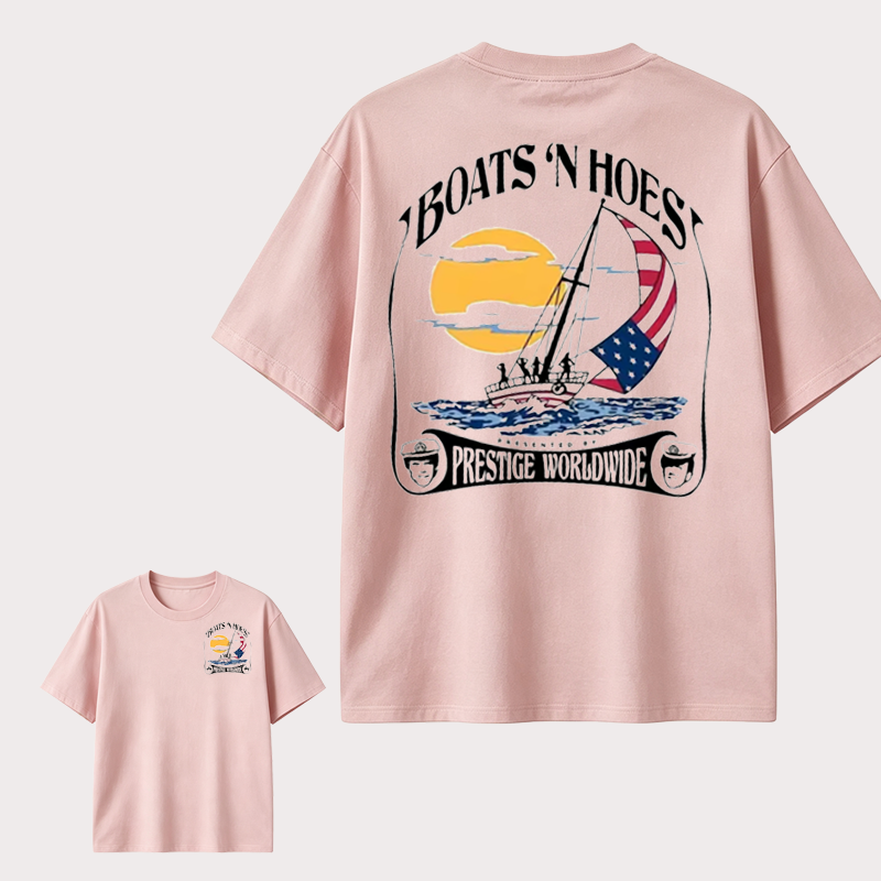 Boats N Hoes Vintage Sailing T-Shirt, Nautical American Coastal Graphic Tee