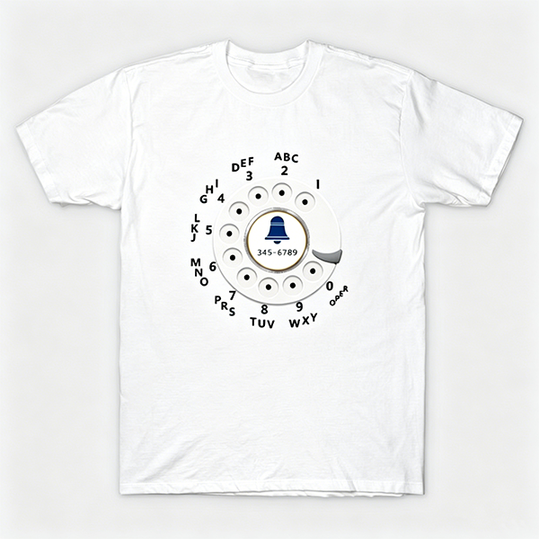 Vintage Rotary Phone Dial Pattern T-Shirt--VINT003