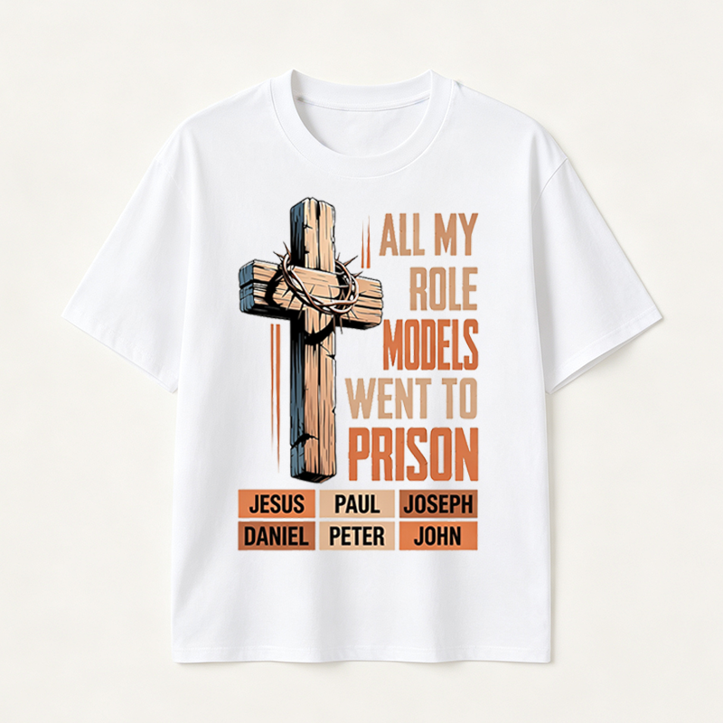 Faith Inspired Christian Graphic T-Shirt with Cross Design and Biblical Message of Strength