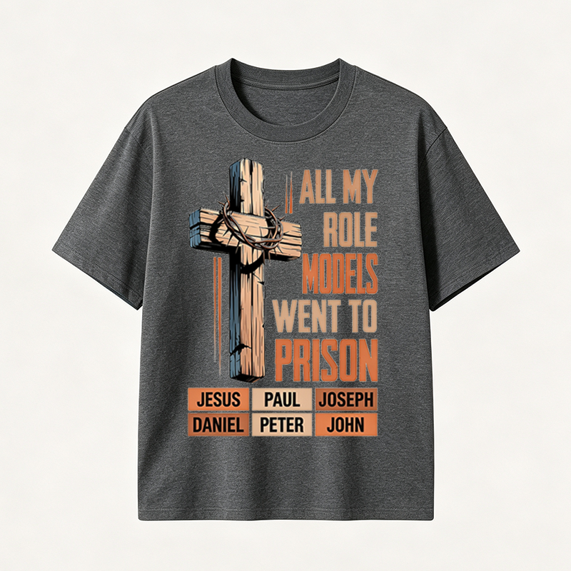Faith Inspired Christian Graphic T-Shirt with Cross Design and Biblical Message of Strength