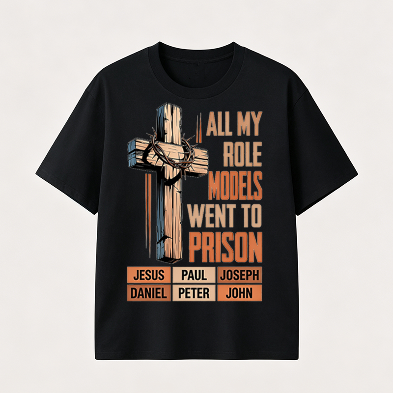 Faith Inspired Christian Graphic T-Shirt with Cross Design and Biblical Message of Strength