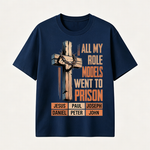 Faith Inspired Christian Graphic T-Shirt with Cross Design and Biblical Message of Strength