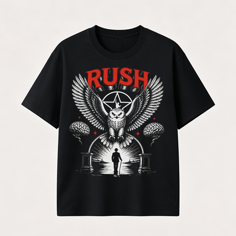 Rush Eagle Vintage Graphic T-Shirt, Dark Rock Inspired Symbolic Design Tee