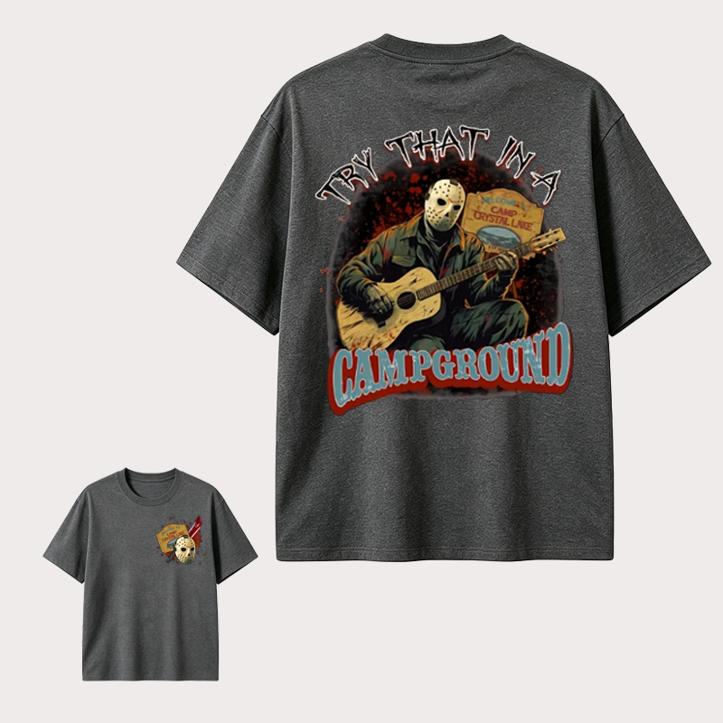 Camp Crystal Lake Horror Vintage T-Shirt, Retro Camping Slasher Graphic Tee