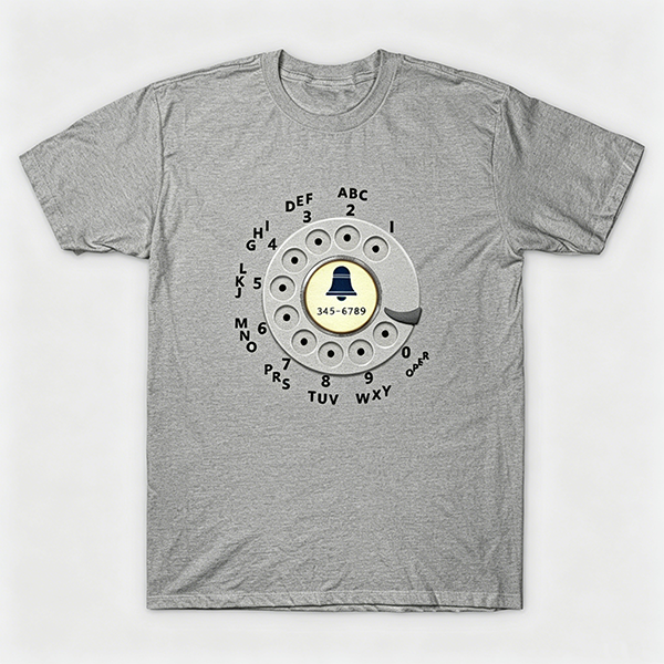 Vintage Rotary Phone Dial Pattern T-Shirt--VINT003