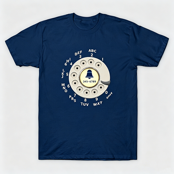 Vintage Rotary Phone Dial Pattern T-Shirt--VINT003