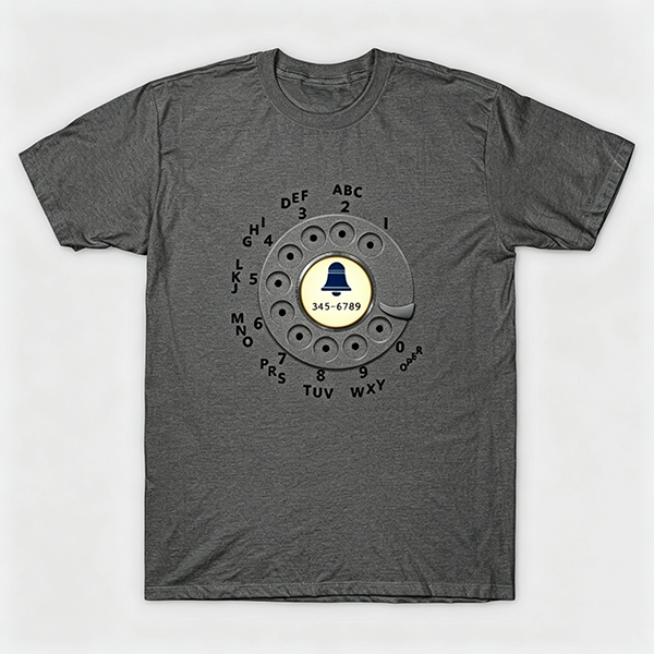 Vintage Rotary Phone Dial Pattern T-Shirt--VINT003