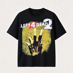 Left 4 Dead Inspired Horror Graphic T-Shirt with Zombie Survival Style and Dark Gaming Aesthetic