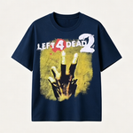 Left 4 Dead Inspired Horror Graphic T-Shirt with Zombie Survival Style and Dark Gaming Aesthetic