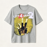 Left 4 Dead Inspired Horror Graphic T-Shirt with Zombie Survival Style and Dark Gaming Aesthetic