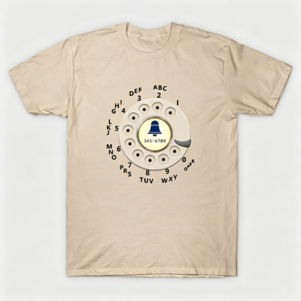 Vintage Rotary Phone Dial Pattern T-Shirt--VINT003