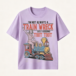 Funny Train Wreck T-Shirt with Retro Locomotive Design and Playful Toot Toot Humor