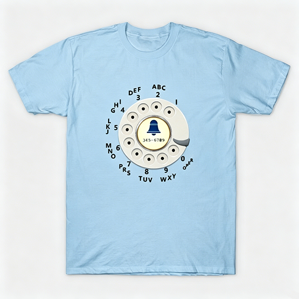 Vintage Rotary Phone Dial Pattern T-Shirt--VINT003