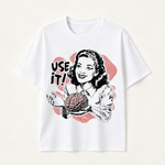 Funny “Use It” Brain Graphic T-Shirt with Retro Woman Design for Smart and Sarcastic Thinkers