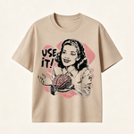 Funny “Use It” Brain Graphic T-Shirt with Retro Woman Design for Smart and Sarcastic Thinkers