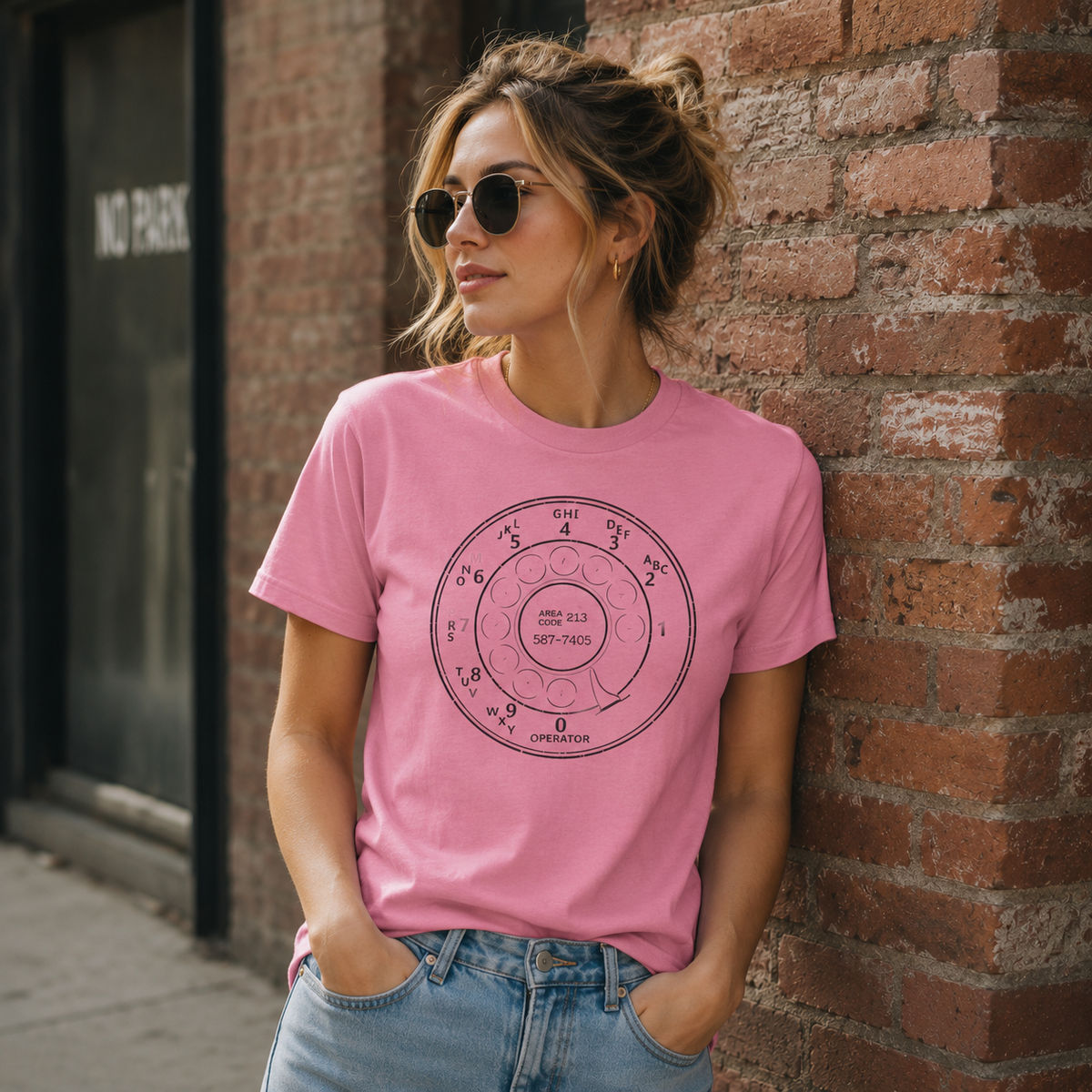 Vintage Rotary Phone Dial Pattern T-Shirt--VINT014