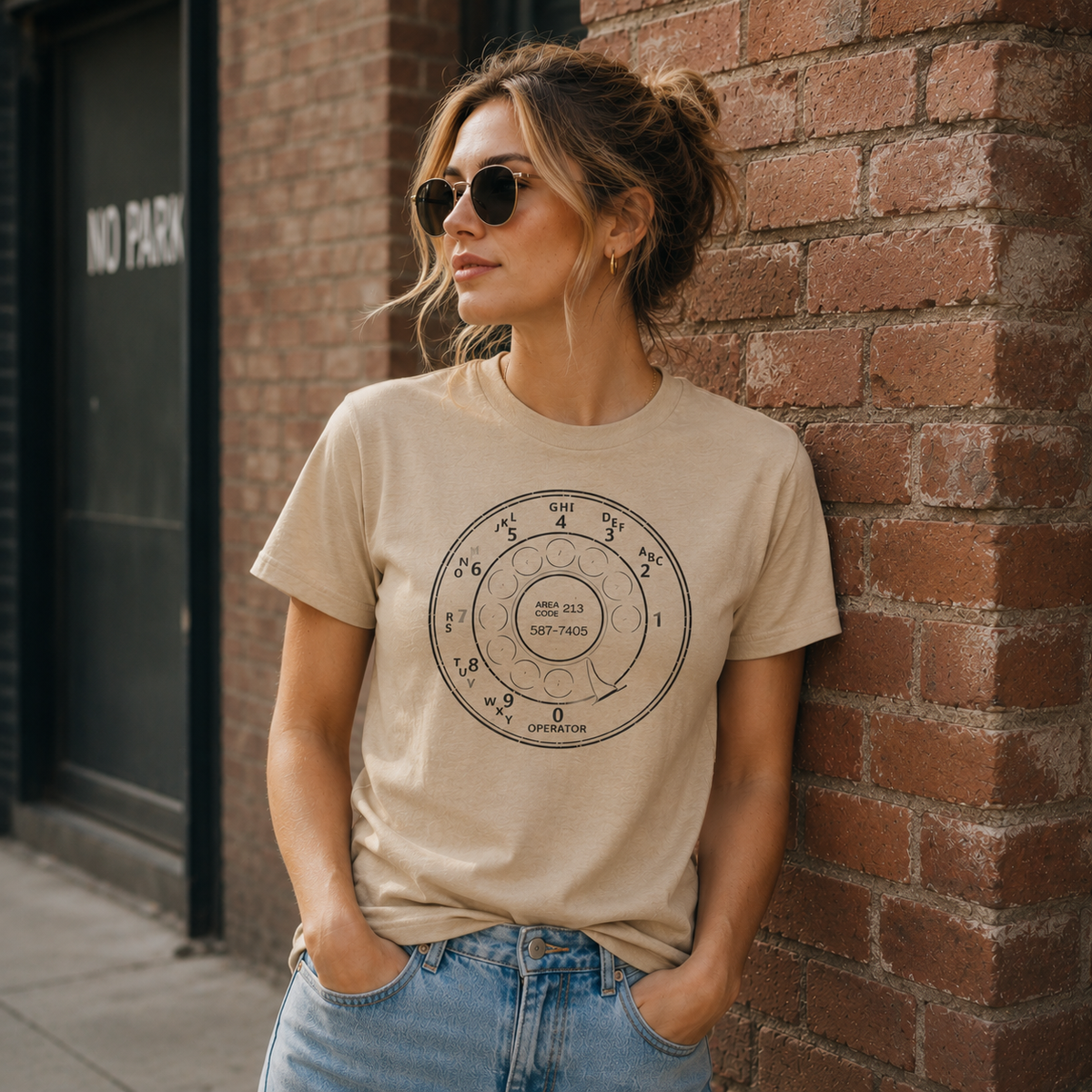 Vintage Rotary Phone Dial Pattern T-Shirt--VINT014