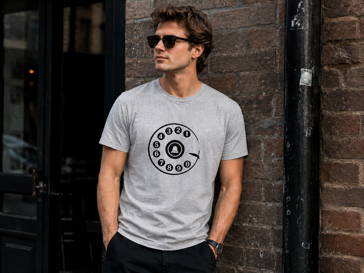 Vintage Rotary Phone Dial Pattern T-Shirt--VINT035