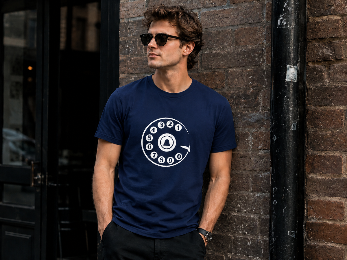 Vintage Rotary Phone Dial Pattern T-Shirt--VINT035