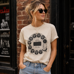 Vintage Rotary Phone Dial Pattern T-Shirt--VINT039