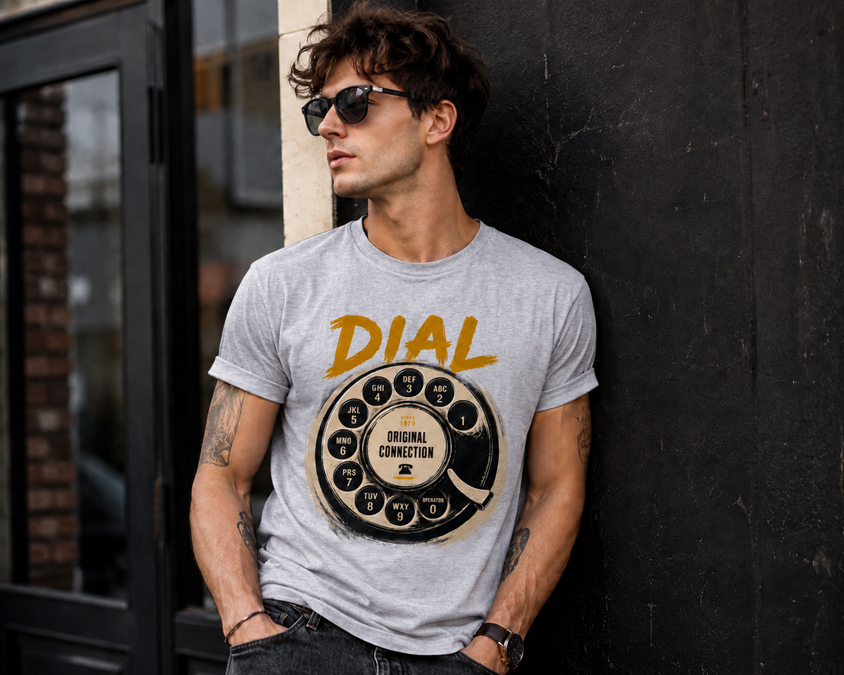 Vintage Rotary Phone Dial Pattern T-Shirt--VINT043