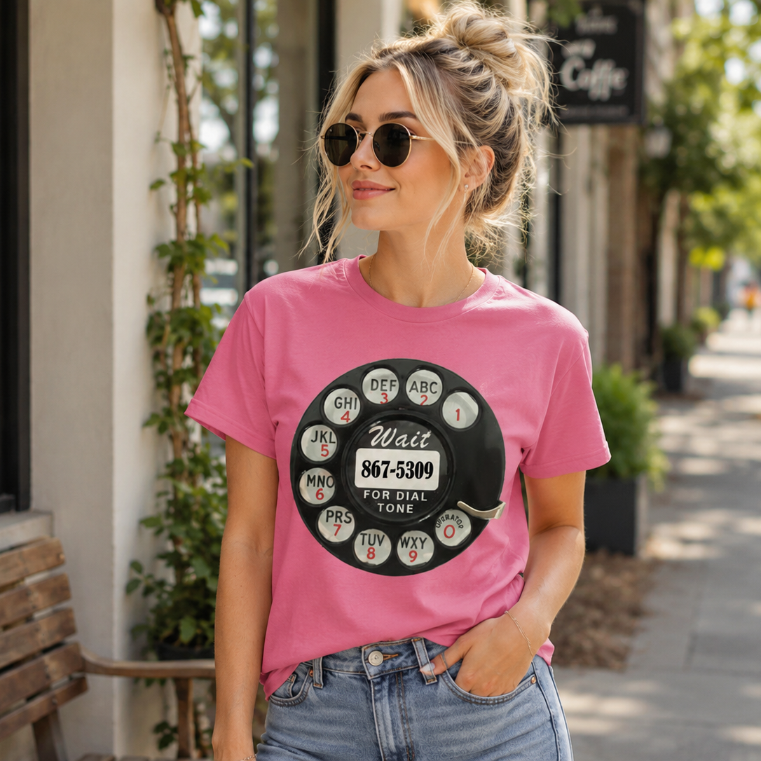 Vintage Rotary Phone Dial Pattern T-Shirt--VINT047