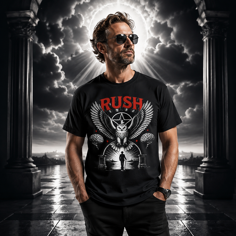 Rush Eagle Vintage Graphic T-Shirt, Dark Rock Inspired Symbolic Design Tee