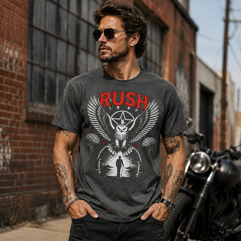 Rush Eagle Vintage Graphic T-Shirt, Dark Rock Inspired Symbolic Design Tee