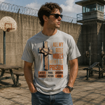 Faith Inspired Christian Graphic T-Shirt with Cross Design and Biblical Message of Strength