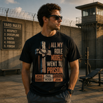 Faith Inspired Christian Graphic T-Shirt with Cross Design and Biblical Message of Strength