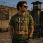 Faith Inspired Christian Graphic T-Shirt with Cross Design and Biblical Message of Strength
