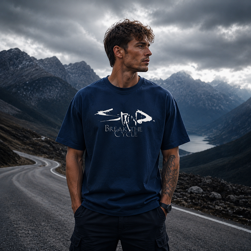 Break The Cycle Abstract Graphic T-Shirt with Dark Artistic Design for Modern Streetwear Style