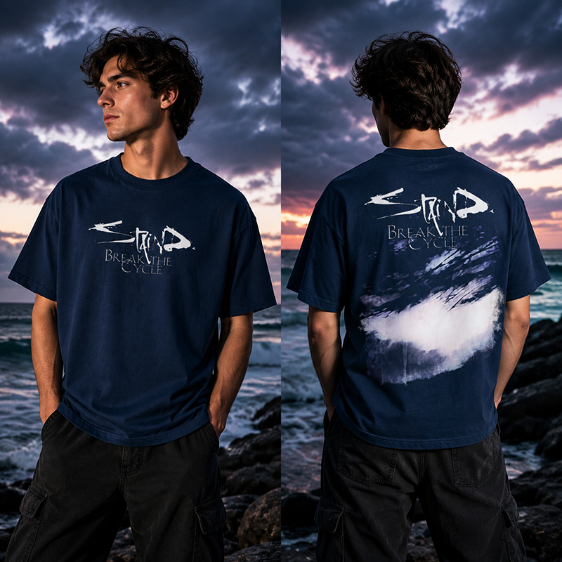 Break The Cycle Abstract Graphic T-Shirt with Dark Artistic Design for Modern Streetwear Style